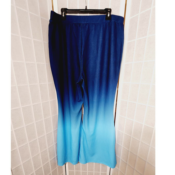 NWOT SHEIN Blue Ombre Stretch High Waist Flare Leg Pants Plus Size: 3XL (18) - Picture 5 of 6